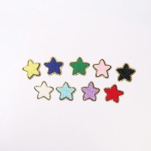 Colorful Star Iron On Patches with Golden Border