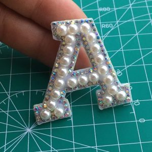 White Pearl Letter Rhinestone Patch