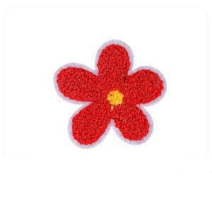 Flower Chenille Patch with red