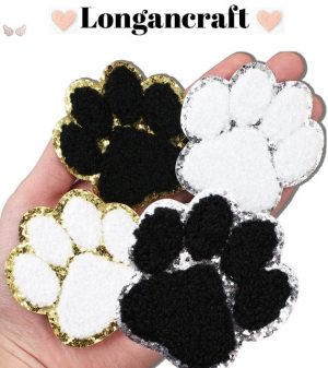 black and white Cat Paw Iron On Patches