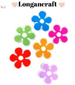Colorful Flower Chenille Patch featuring Five Petal Design