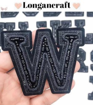Black Letter Beads Embroidered Patch