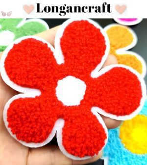 Colorful Flower Chenille Iron On Patches featuring Five Petal Design