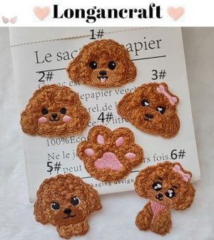 Cute Puppy Chenille Patches with Paw and Head Design