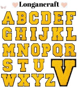 Yellow Chenille Iron On Letters with Black Border