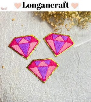diamonds Chenille Patch with Barbie pink and purple