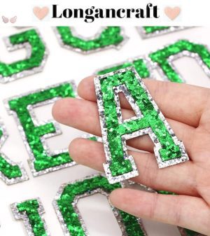 Green Sequin Iron On Letters