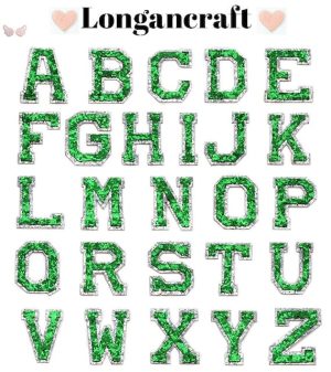 green letters sequin patches