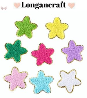 A group of colorful Star Chenille Iron On Patches