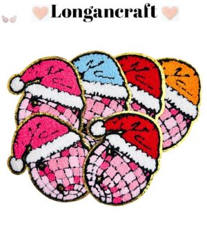 A group of Christmas Hat Iron On Patches