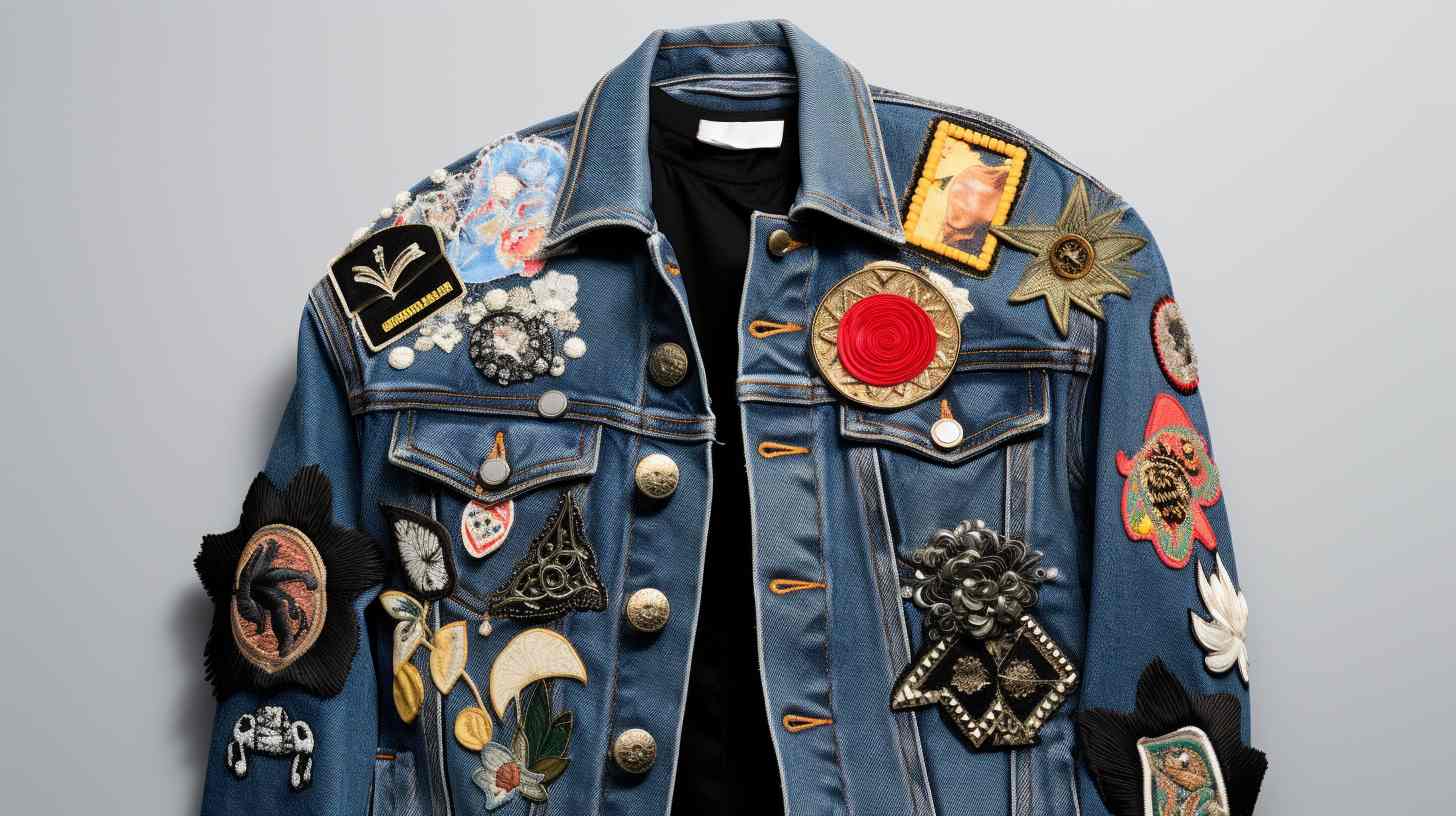 A denim jacket showcasing iron-on patches