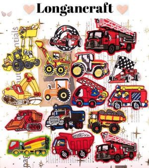 A variety of construction vehicles are shown on a white background.