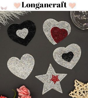Heart Star Bling Iron on Patches