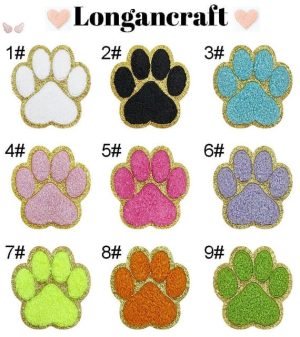 Color Paw Chenille Patches