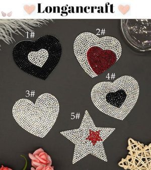 Heart Star Bling Iron on Patches