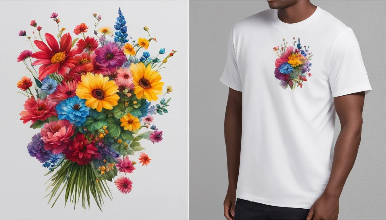 T-shirt decorating ideas using fabric flower embellishments.