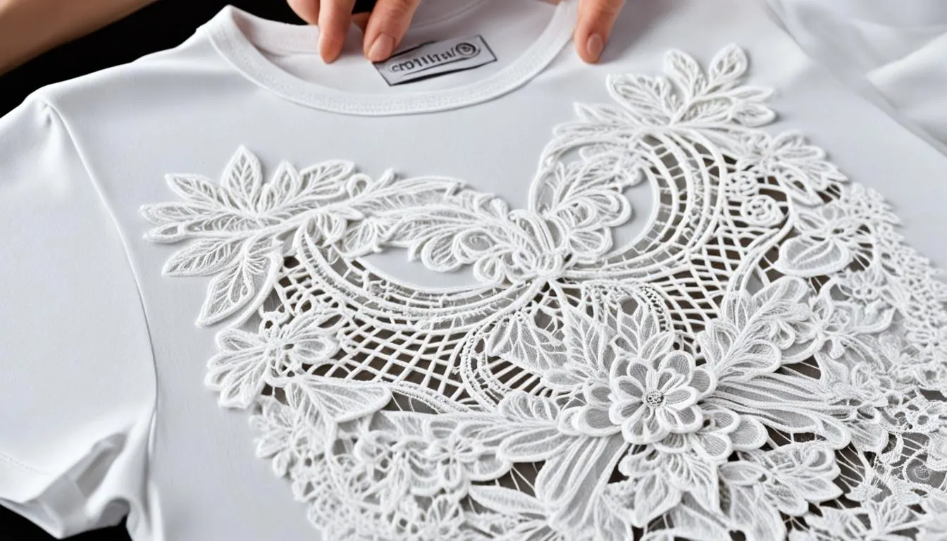 Add lace or another fabric to your T-shirt for decoration.