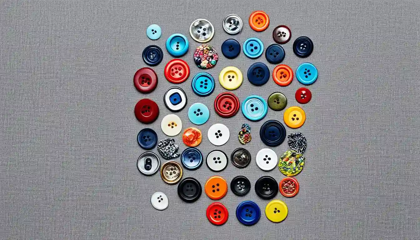 T-shirt decorating ideas using various buttons.