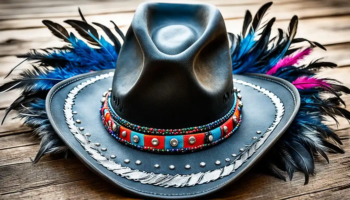 The second step for how to decorate cowboy hats is adding feathers and flowers.