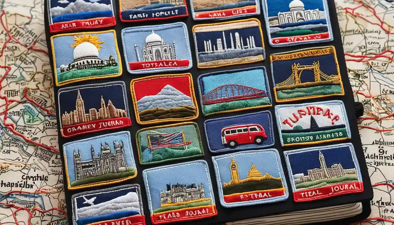 Travel patches ideas: use travel patches to decorate a travel journal.