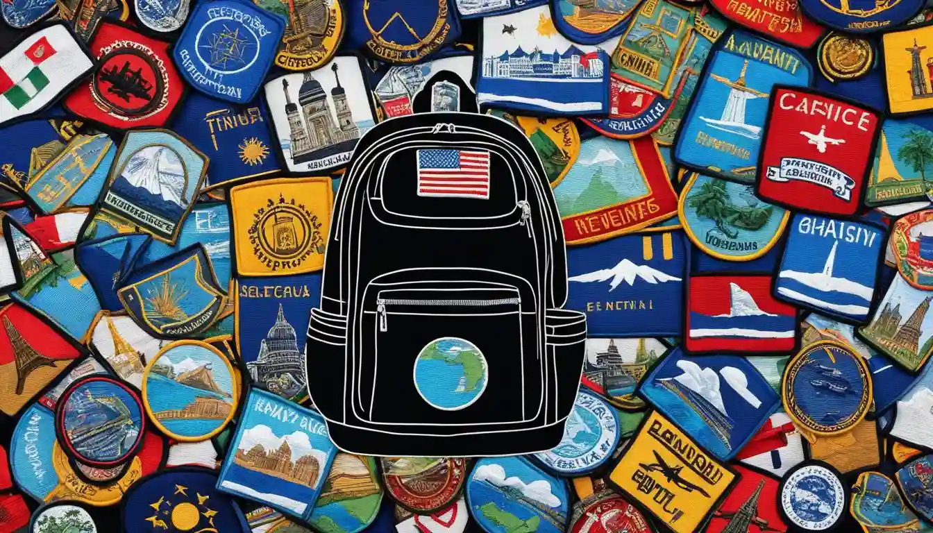 Travel patches ideas: a backpack with two travel patches.