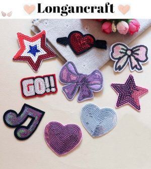Heart Bowknot Sequin Patches