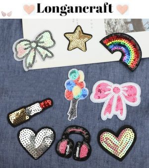 Bowknot Heart Sequin Patches