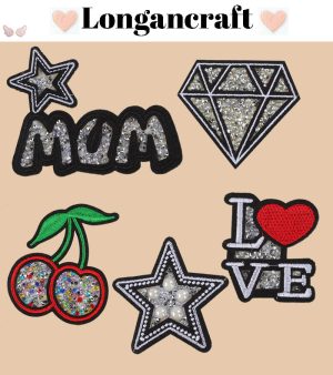 Love Mom Glitter Sequin Patches- Longancraft