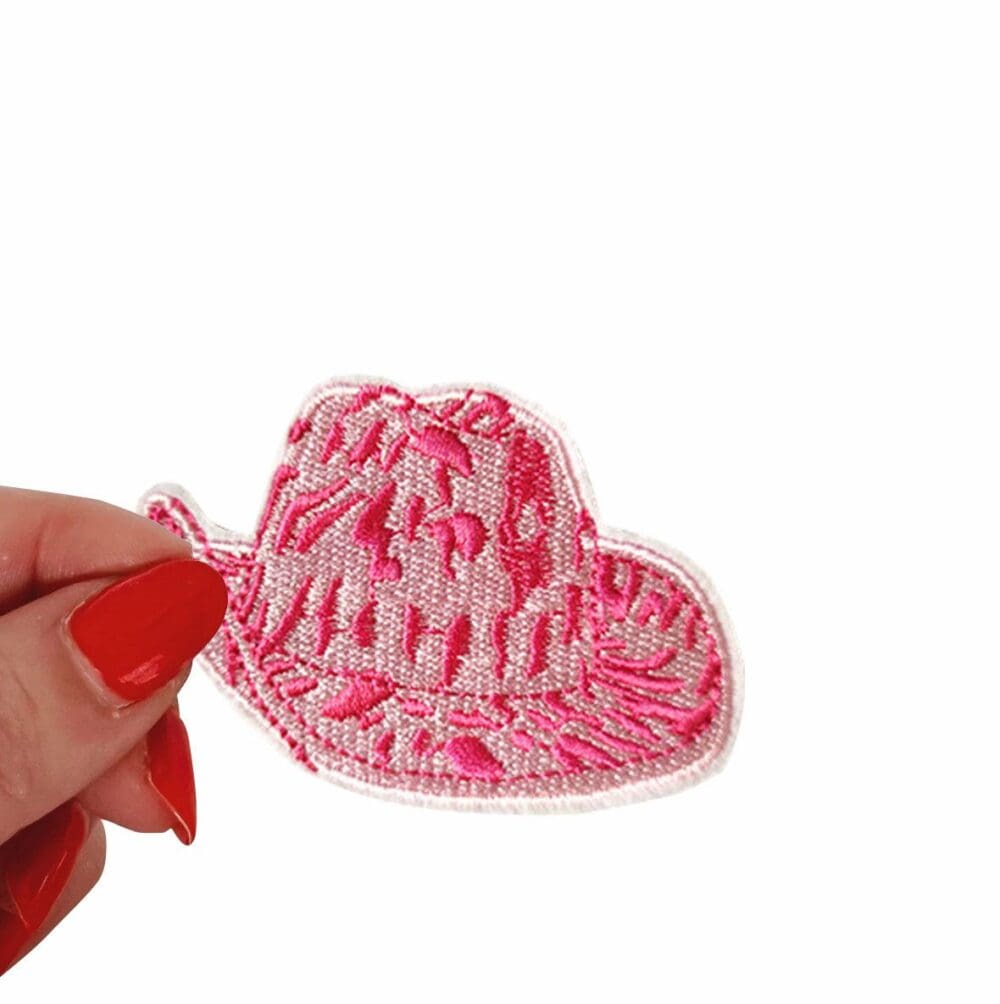 Western Pink Hat Iron On Patch