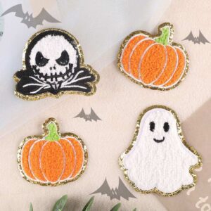 Pumpkin Skull Ghost Iron On Patches