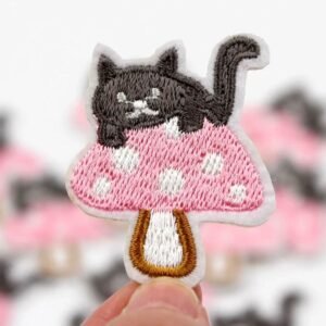 Mushroom Cat Embroidered Patch