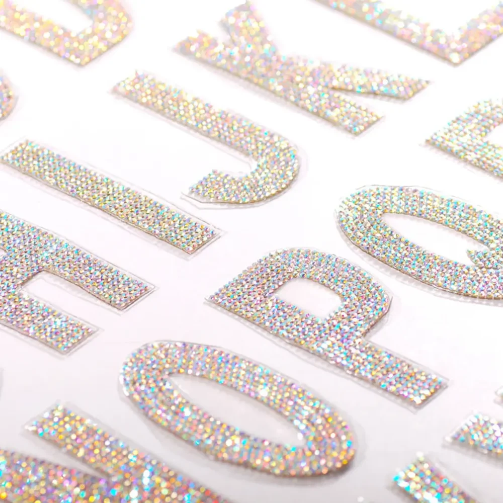 Glitter Rhinestone Letter Patch