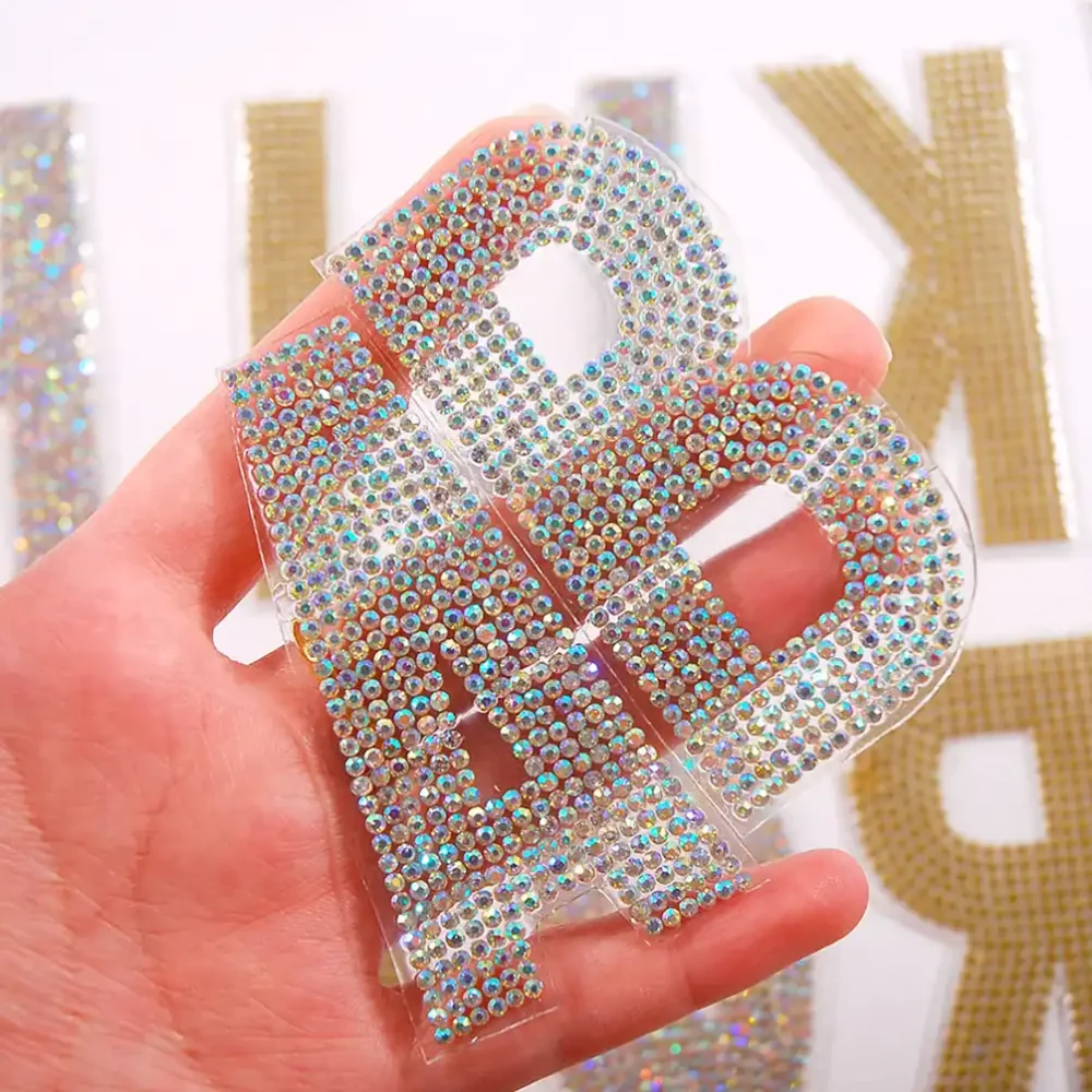 Glitter Rhinestone Letter Patch