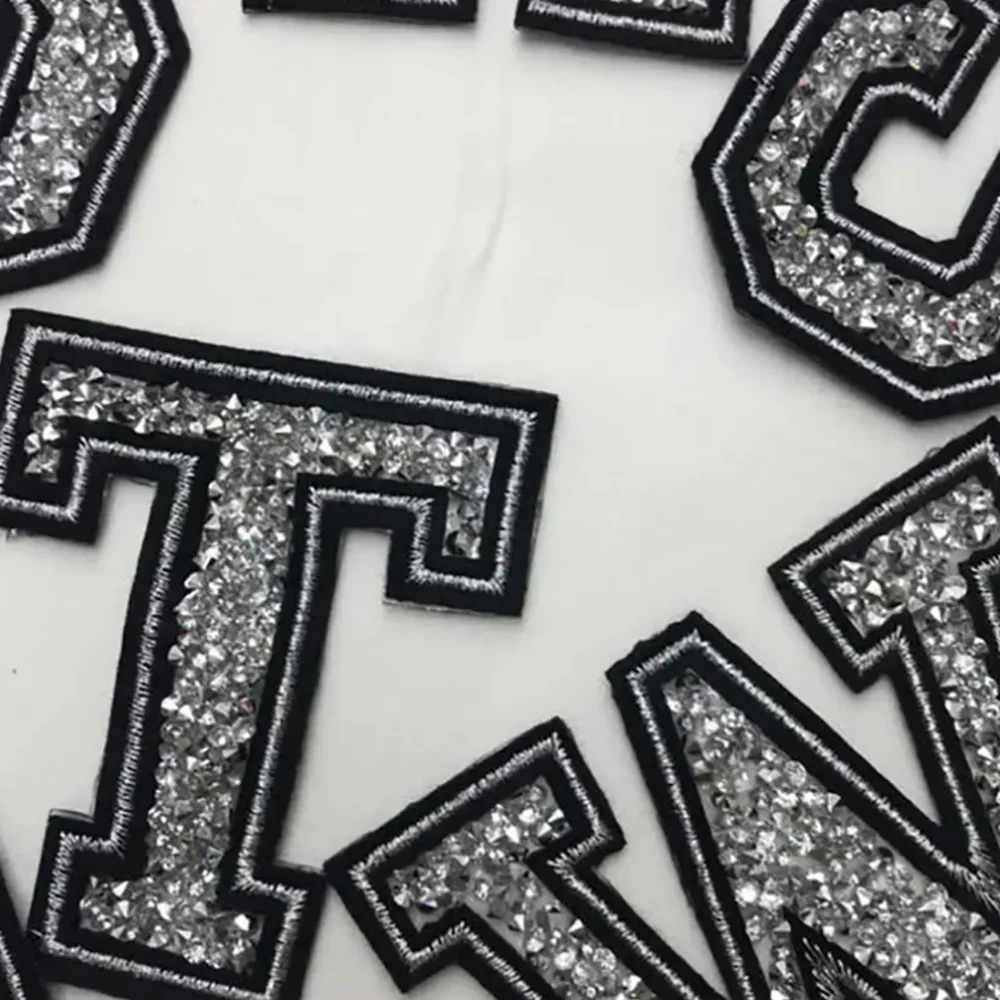 White Rhinestone Letter Patch