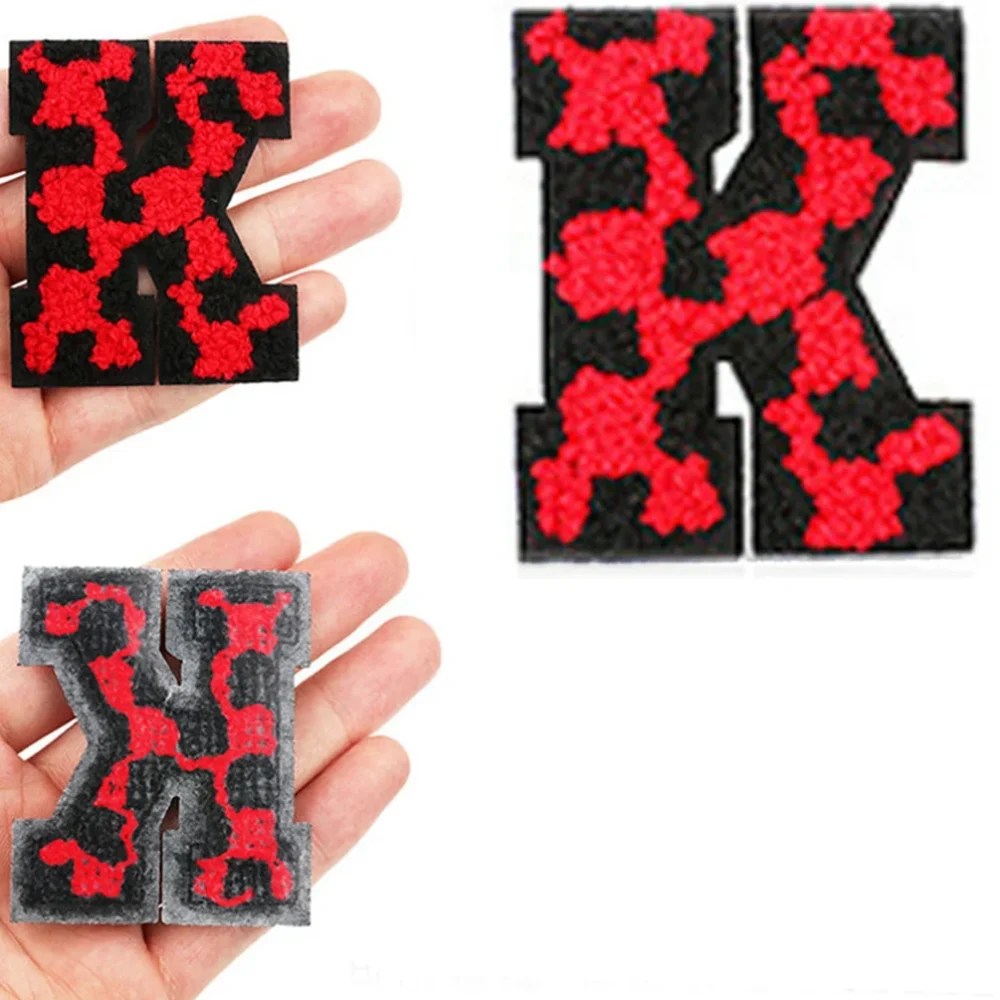 Red Plaid Letter Iron On Patch