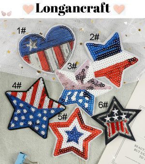 Flag Star Sequin Patches