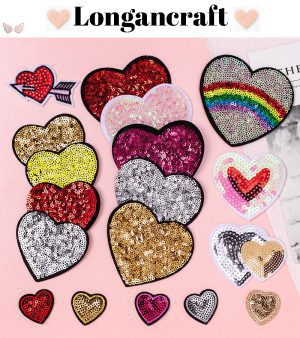 Heart Arrow Sequin Patches