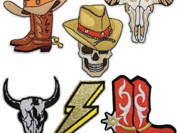 Skull Boots Cow Iron On Patches